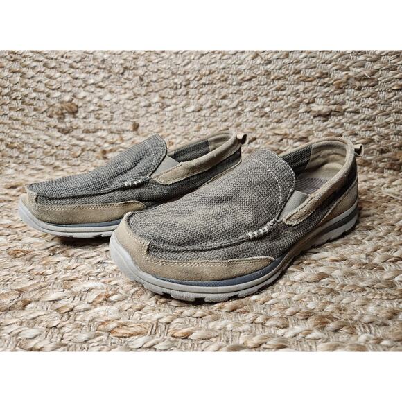 Skechers Mens Milford Fabric Leather Brown Slip On Shoes Casual Size 8.5 - Picture 2 of 11